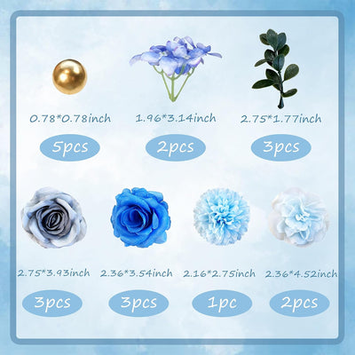 Decoración pastel hortensias artificiales flores bohemias