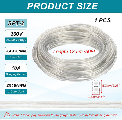 Cable PVC 18/2 50ft para lámpara LED y audio