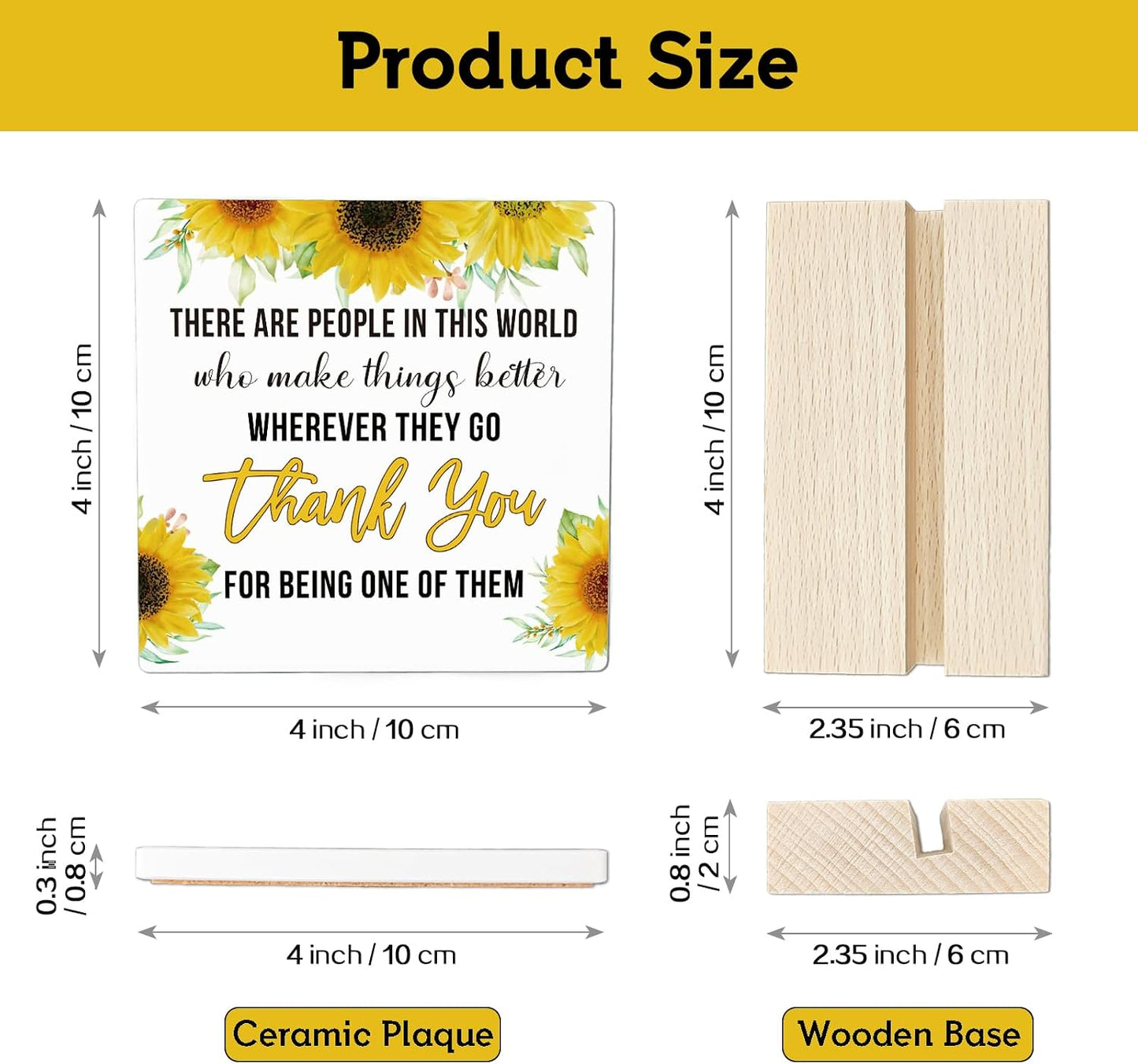 Placa cerámica girasol soporte madera regalo agradecimiento