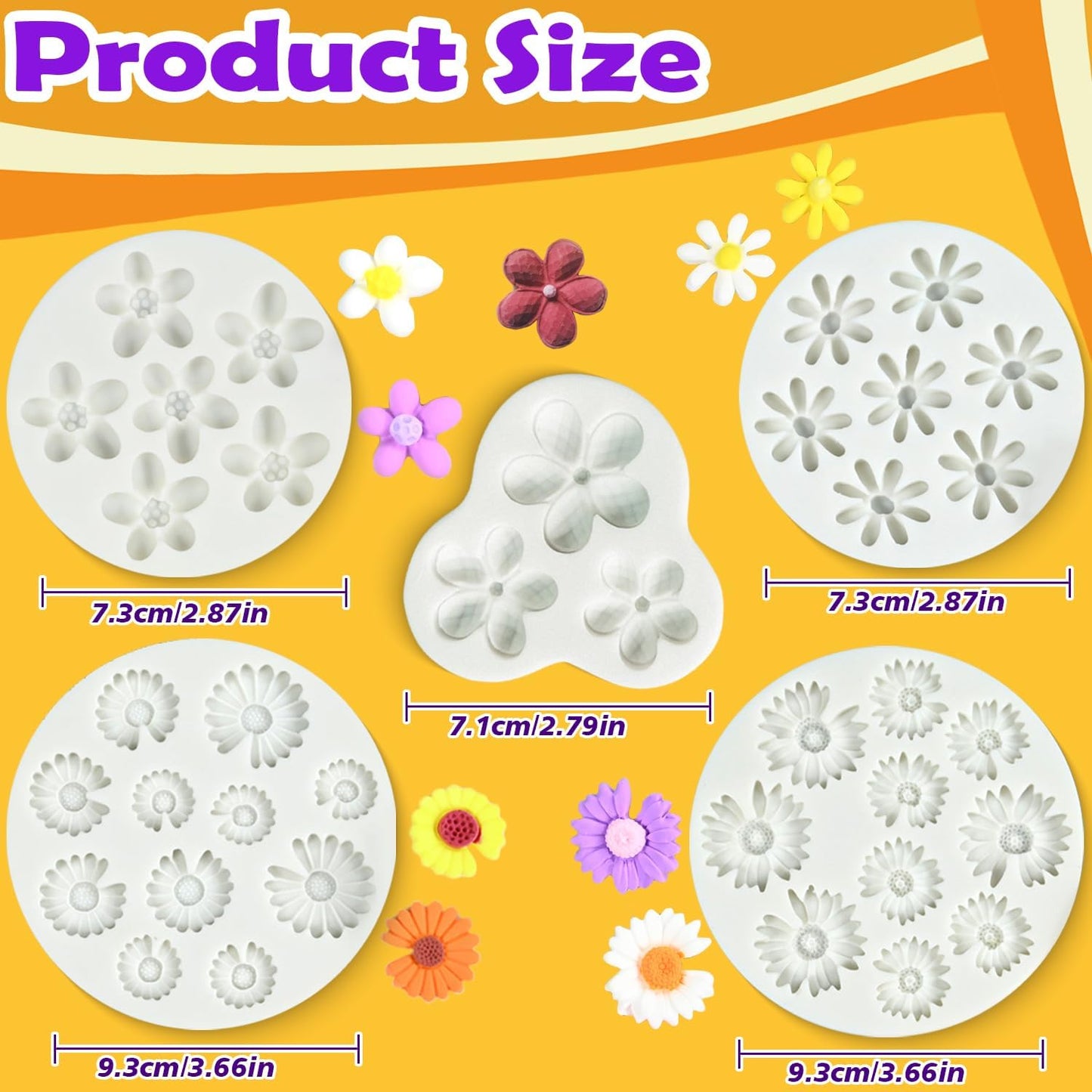 5 Moldes Silicona Flores Mini para Chocolate Hielo Cera