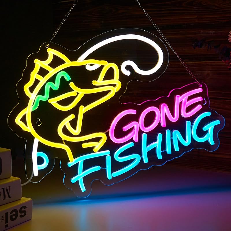 Letrero neón pesca decoración pared USB 5V/2A regulable