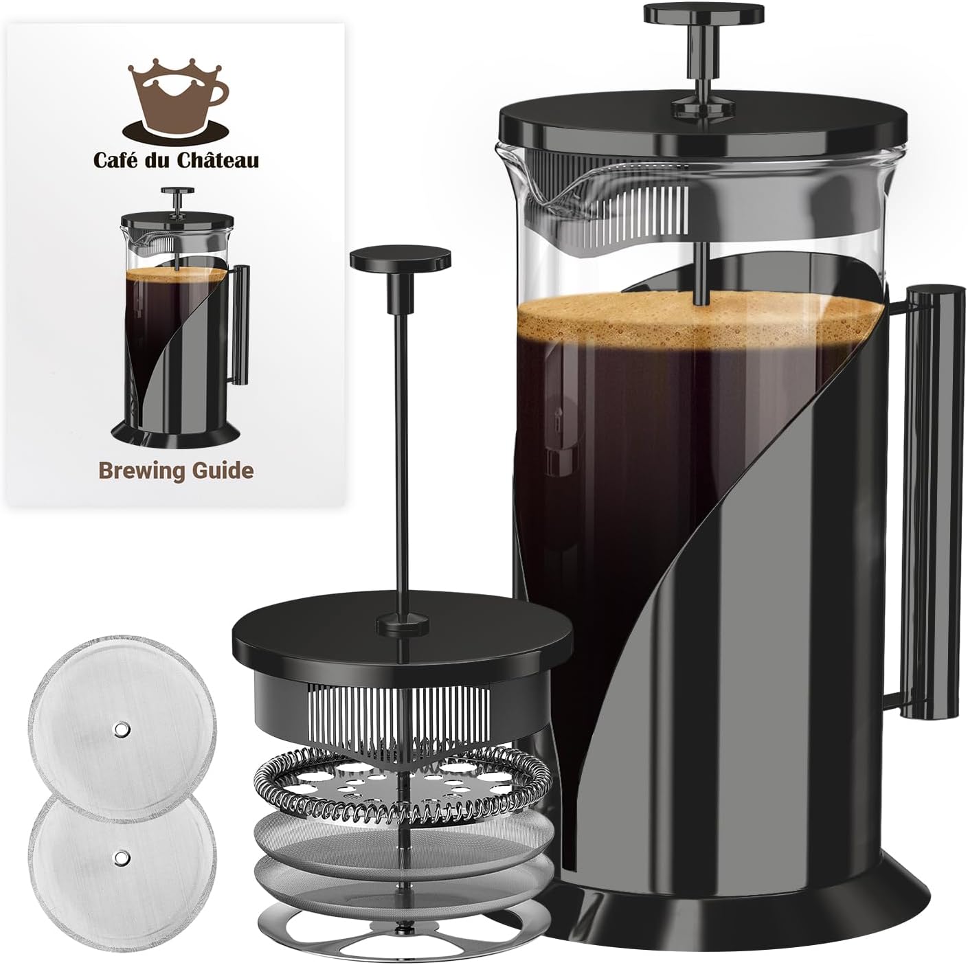 Cafetera prensa francesa acero inox 34oz filtro 4 niveles