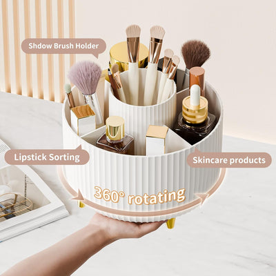 Organizador brochas maquillaje giratorio 360° blanco
