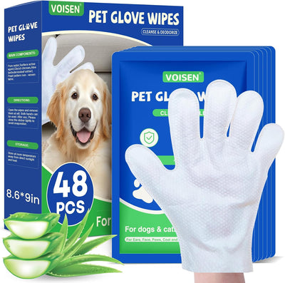48 Pzas Toallitas Guante Mascotas Sin Fragancia