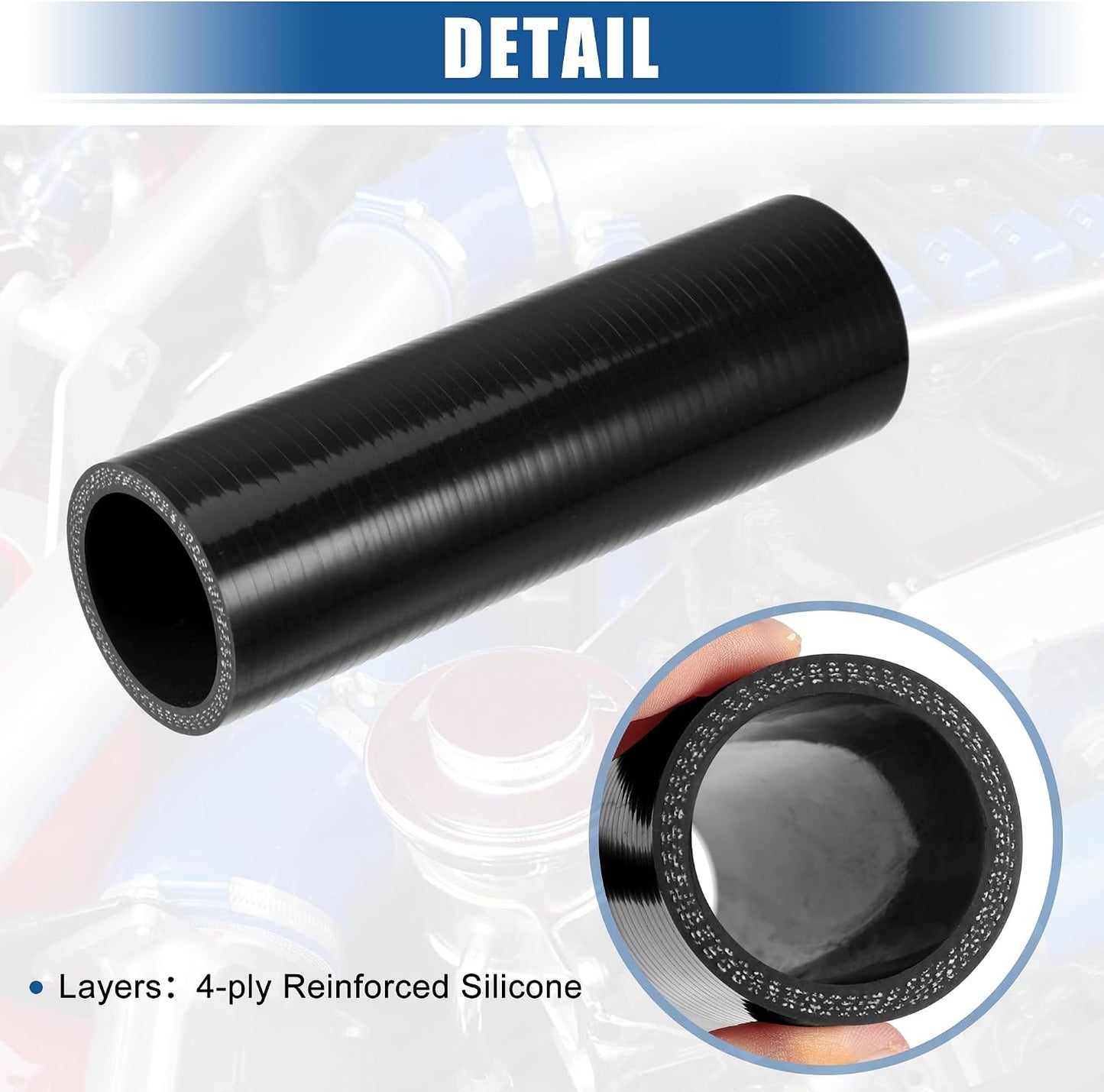 Manguera silicona reforzada 1.5x6" acoplador negro
