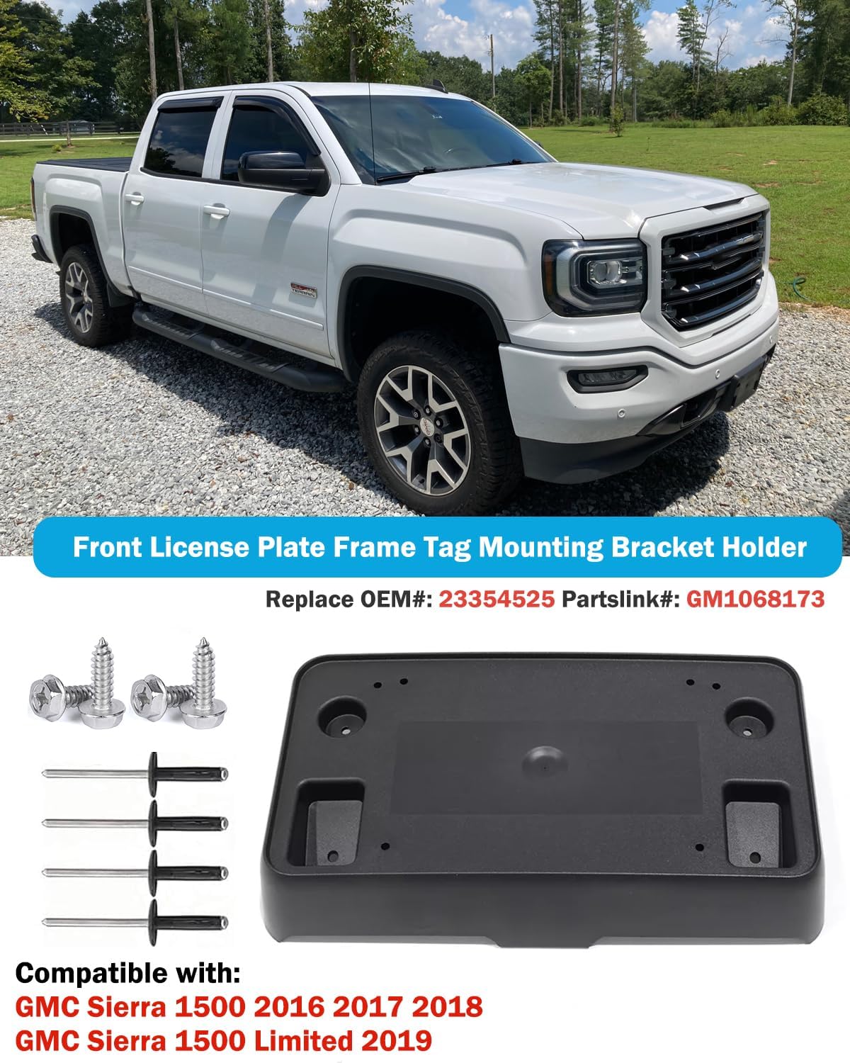 Marco matrícula delantero GMC Sierra 2019 soporte parachoques
