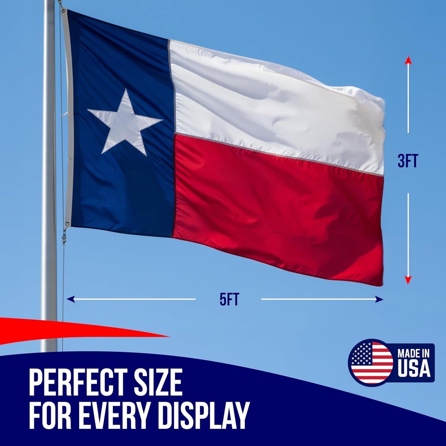 Bandera Texas 3x5 exterior resistente intemperie