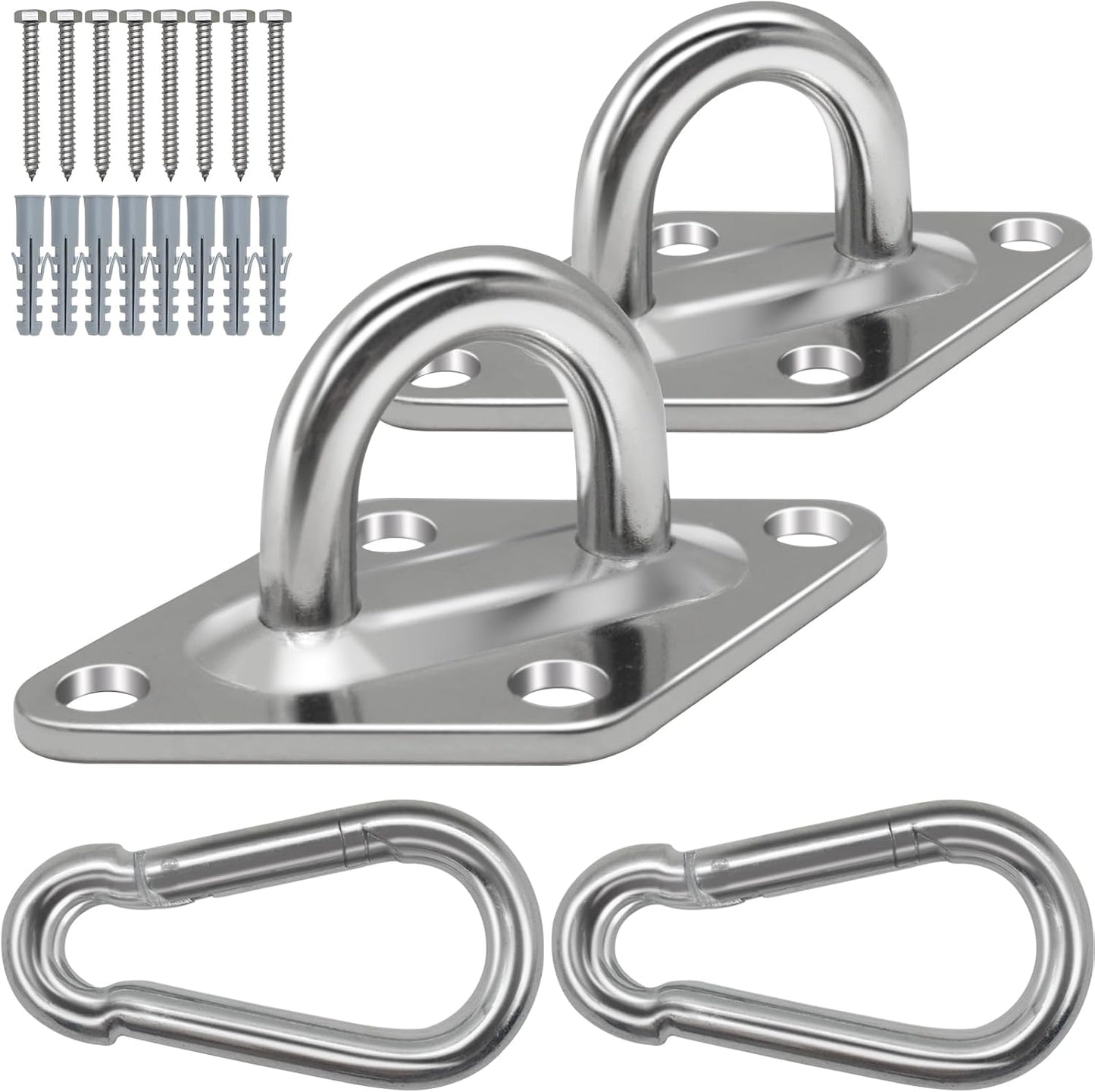 2 Ganchos Acero Inox 304 1700lb para Hamaca Pared