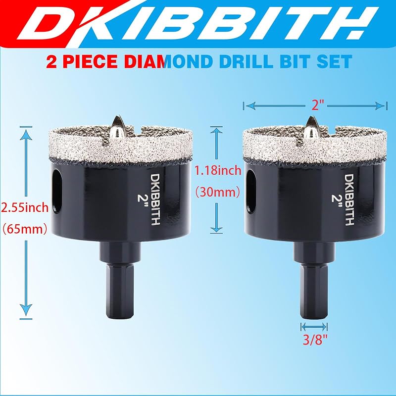 2 Pzas Brocas Diamante 2" para Sierra Agujero Azulejos
