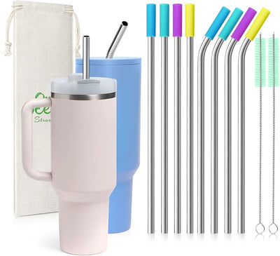 8 Popotes Acero Inox 5/16pulg para Vaso 40oz Reutilizables