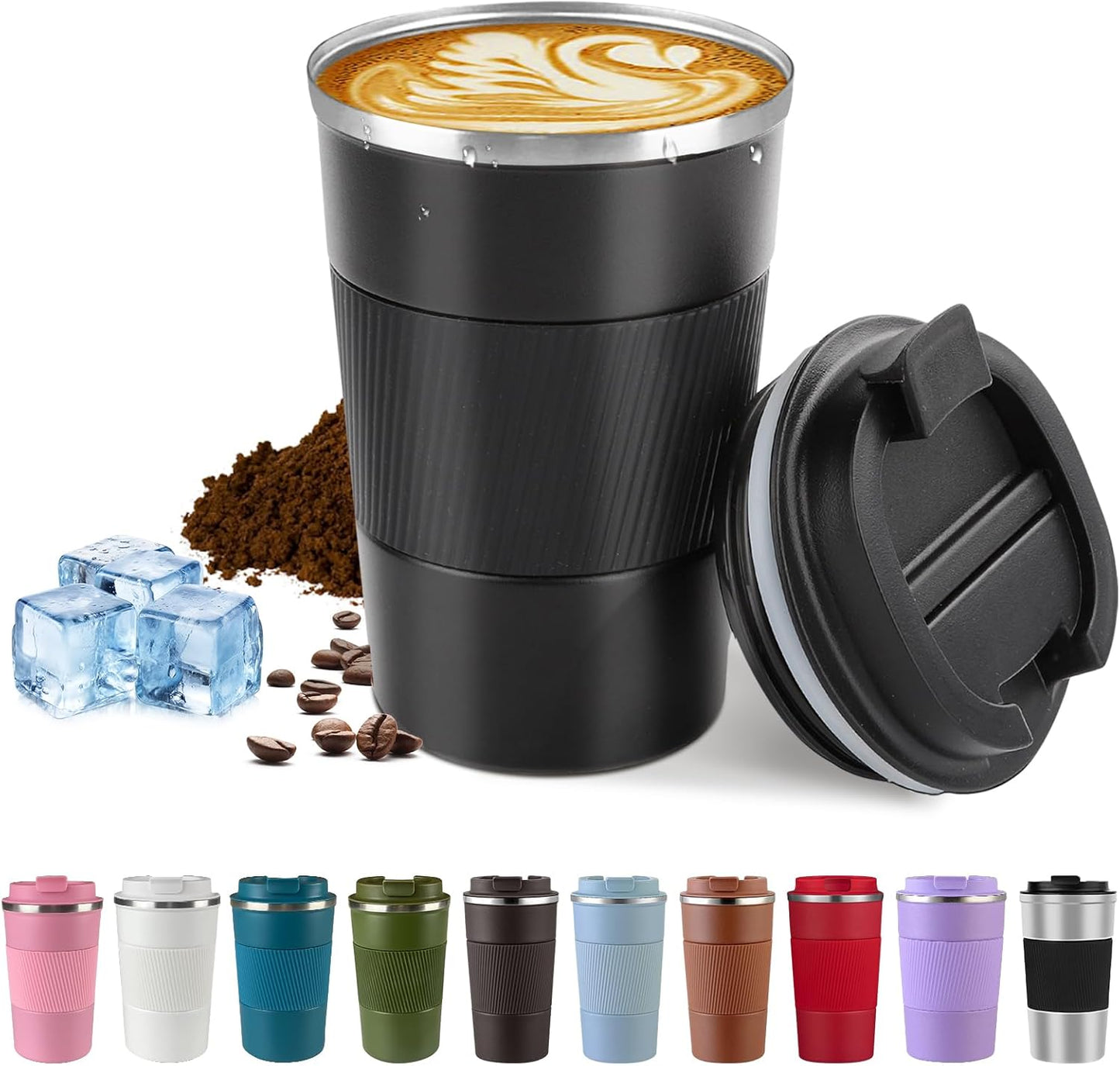Vaso térmico acero inox con tapa reutiliz. a prueba de fugas