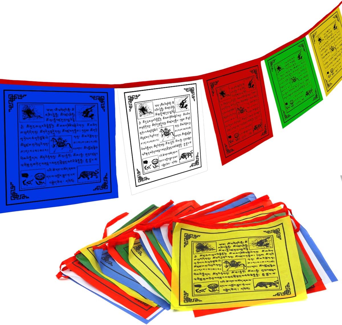 Bandera budista Tíbet 5 elementos 10x10" 25 Pzas