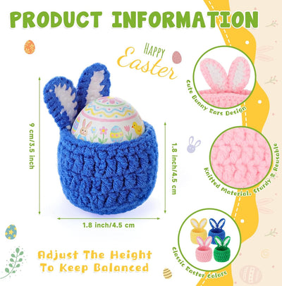 4 Pzas Soportes Huevos Pascua Decorativos con Orejas Conejo