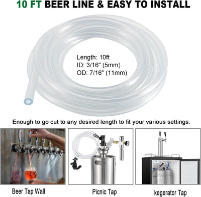 Tubería Kegerator 10ft PVC seguro 3/16 para barril repuesto
