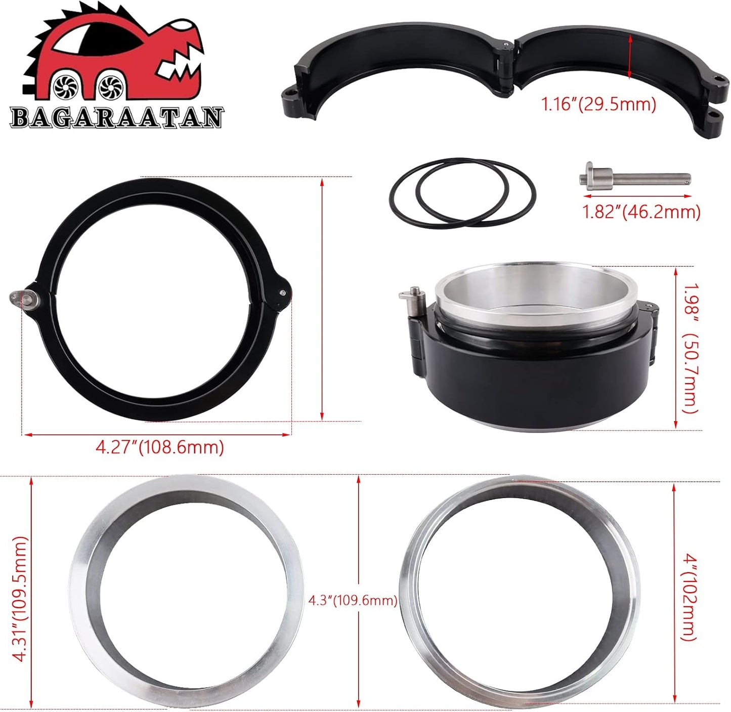 Abrazadera V aluminio tubo intercooler admisión 4/102mm
