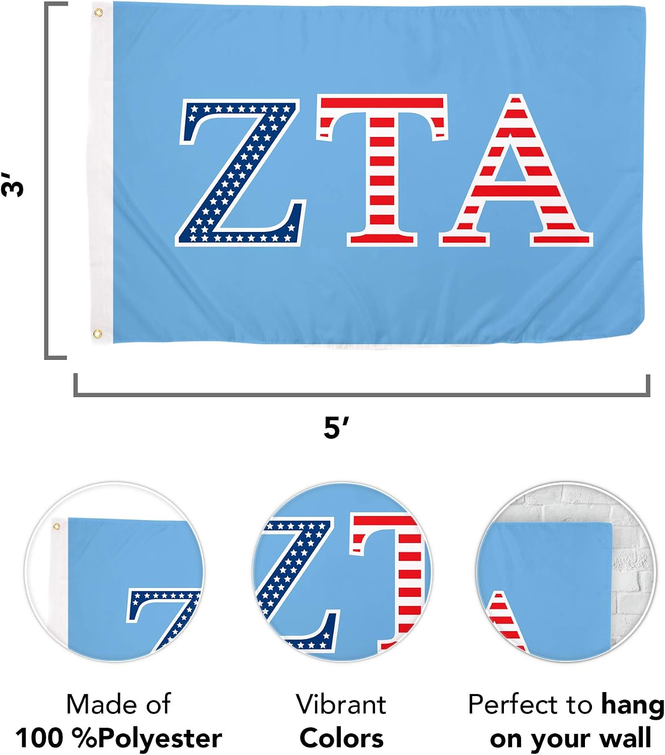 Bandera alfa hermandad griega mujer 3x5pies