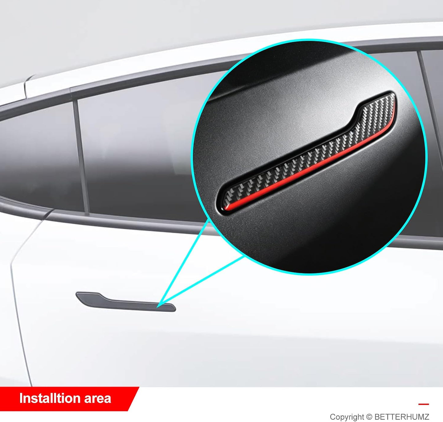 Cubierta adhesiva manija puerta Tesla Model 3 Y fibra