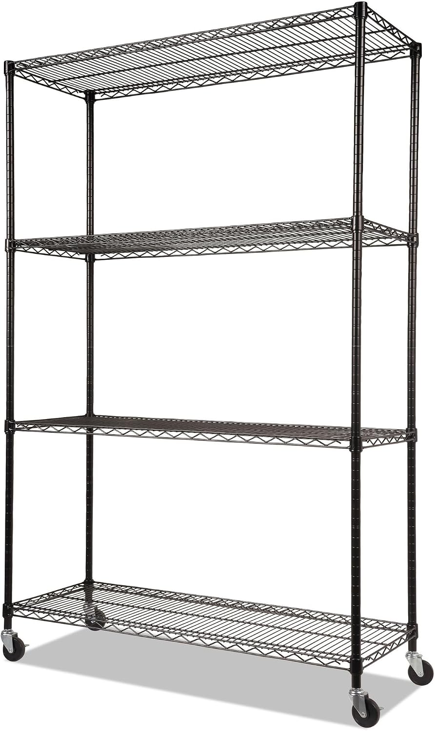 Estantería alambre 48x18x72 con ruedas 4 estantes negro
