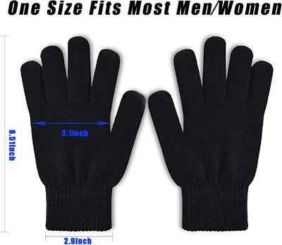 3 Pzas Guantes Invierno Cálidos Elásticos Unisex Negro