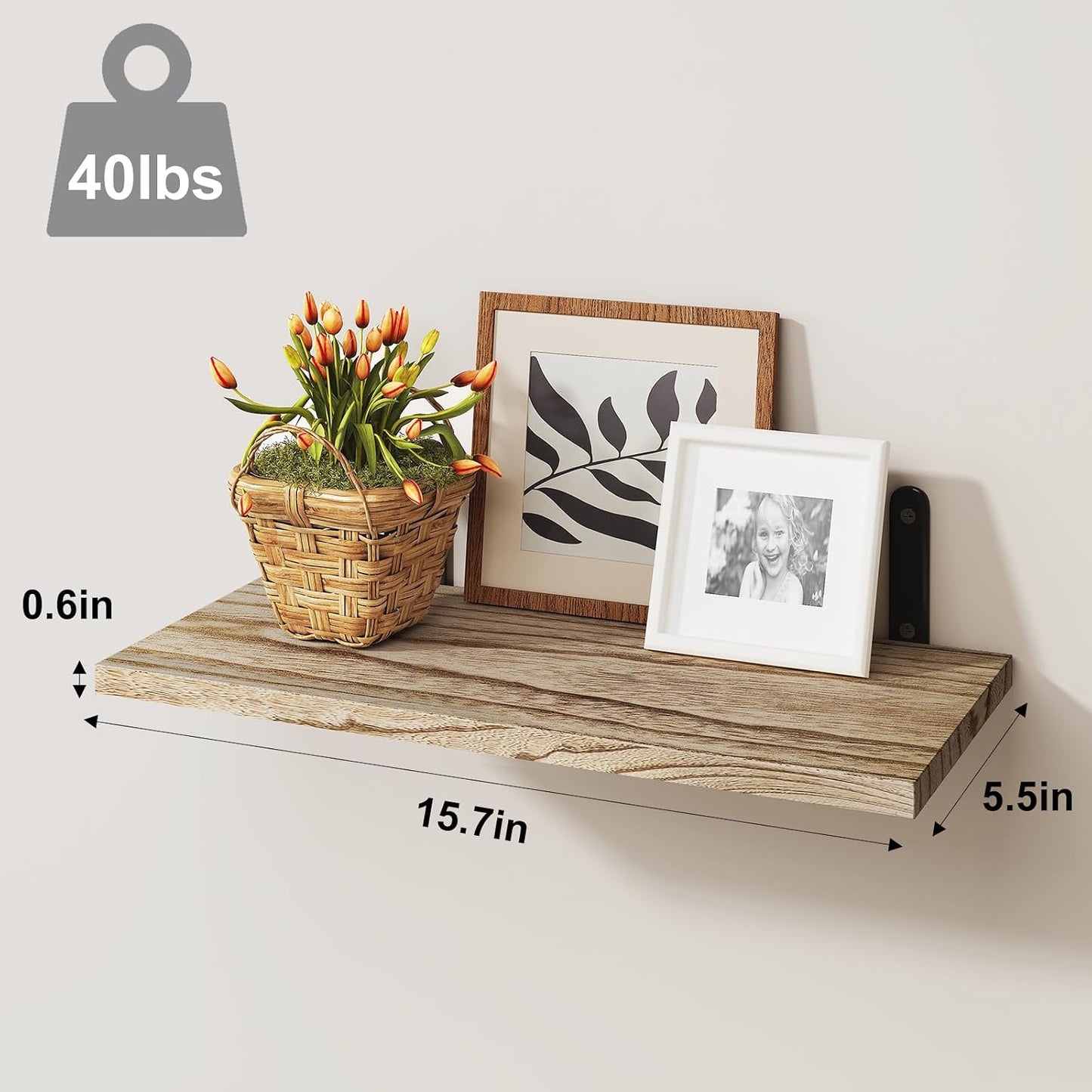 4 Pzas Estantes Flotantes Madera para Decoración Dormitorio