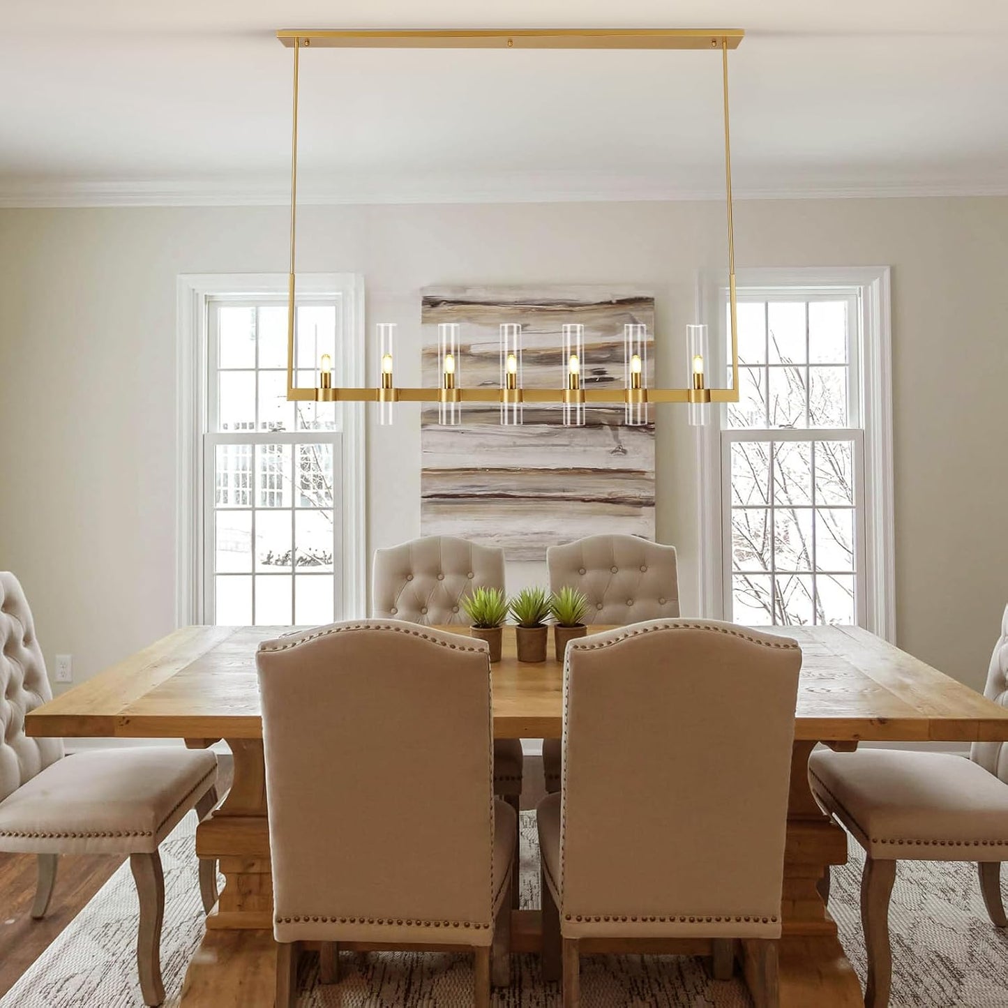 Candelabro lineal dorado 59pulg 7 luces comedor