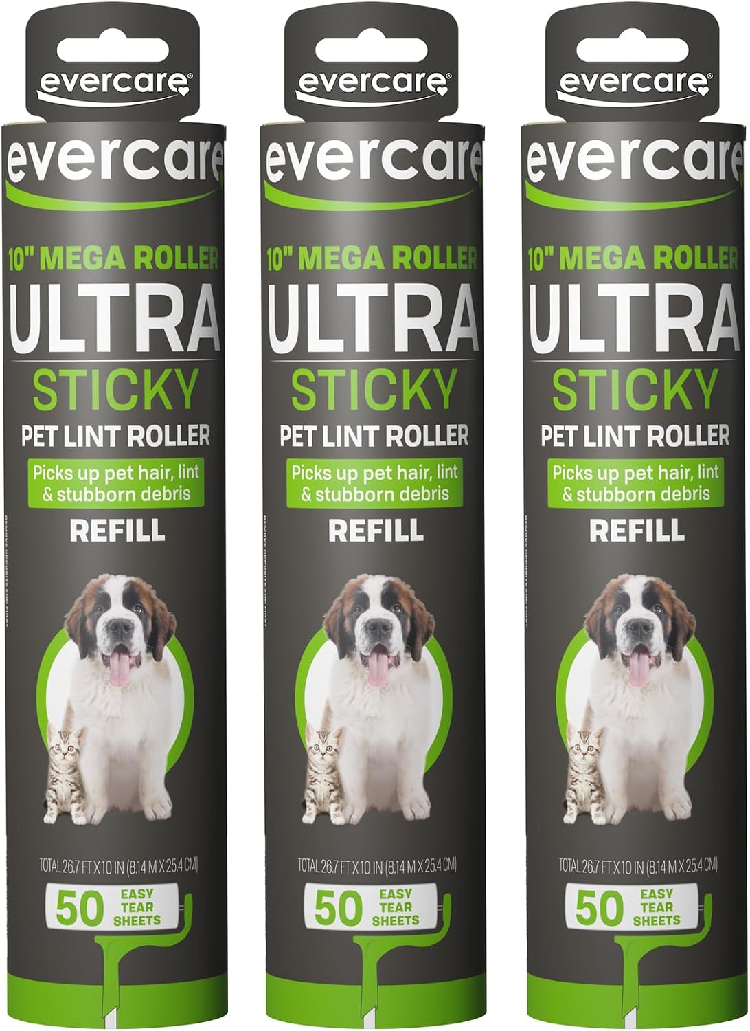Pack 3 Rodillos Pelusa Mascotas 50 Hojas Cada Uno