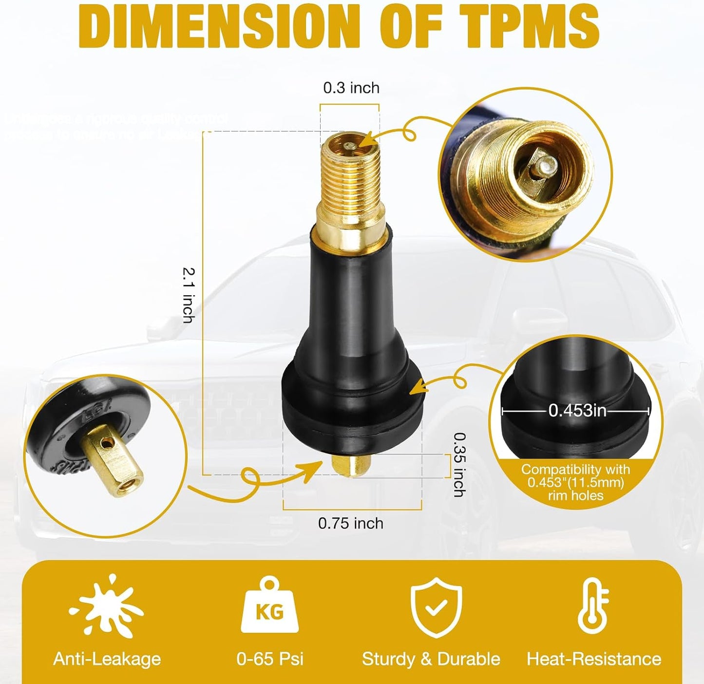 Vástago válvula TPMS con sensor 100uds y 2 herramientas