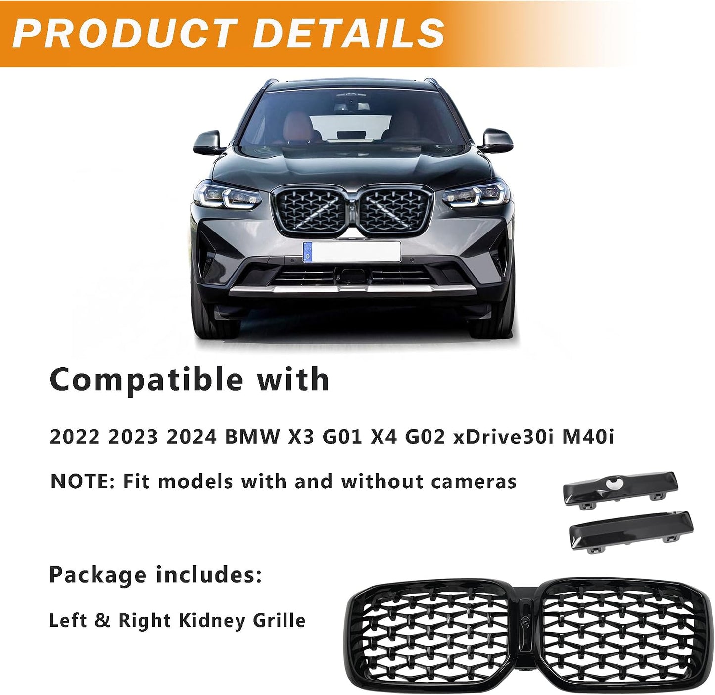 Parrilla X3 X4 diamante negro comp BMW G01 G