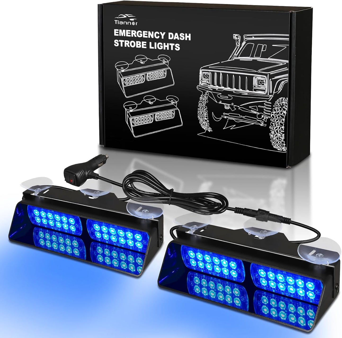 Luces estroboscópicas azules para visera parabrisas policía