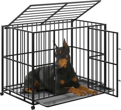 Jaula perros XL XXL acero inox 48pulg resistente ruedas bandeja