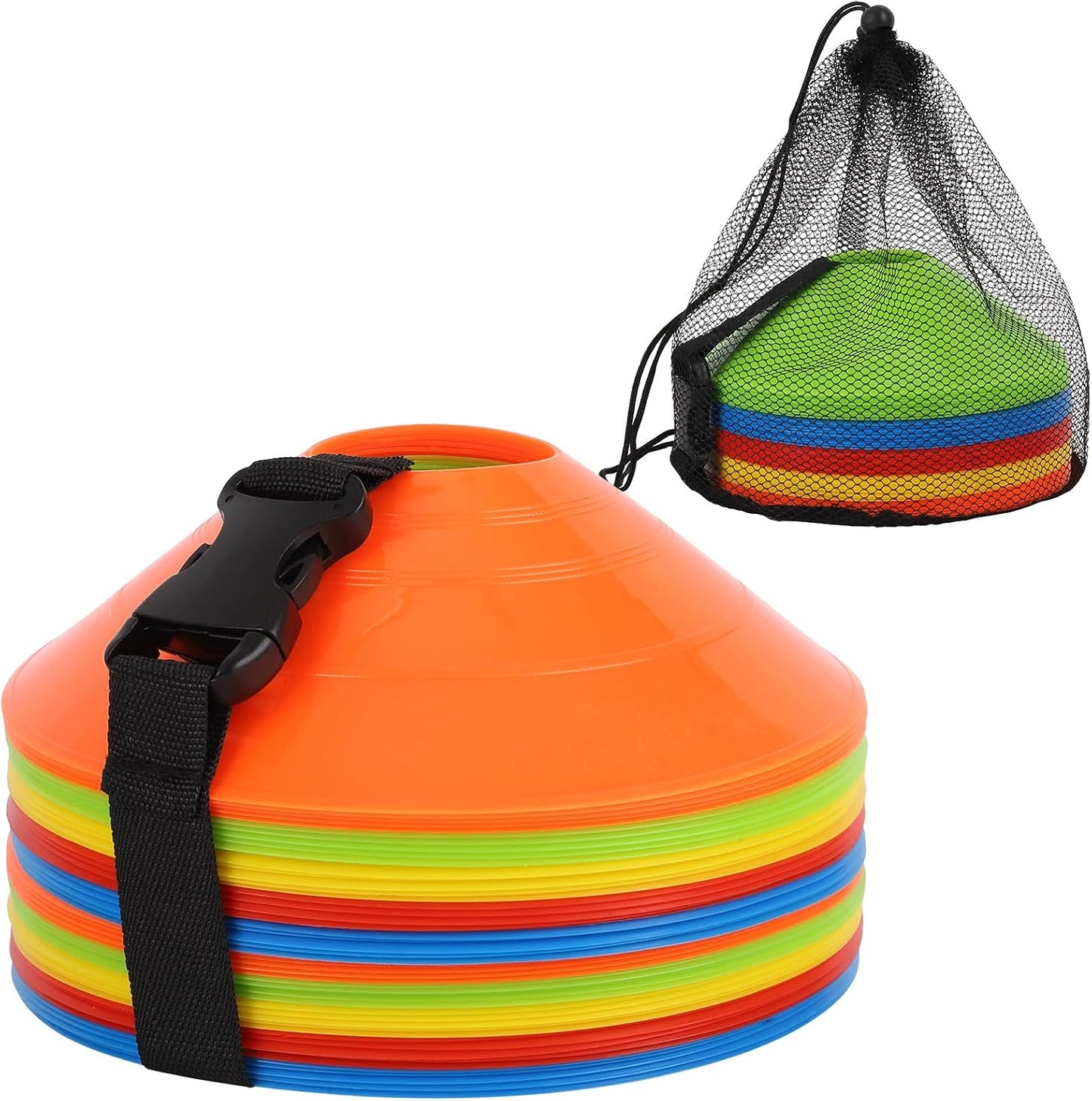 Pack conos fútbol con bolsa malla correa