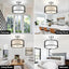 Lámpara techo 3 luces negra 13" doble tela cocina dormitorio