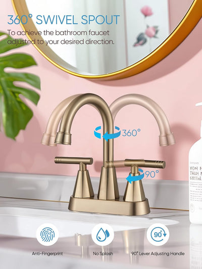 Grifos baño 3 orificios 4pulg desagüe 2 mangueras oro