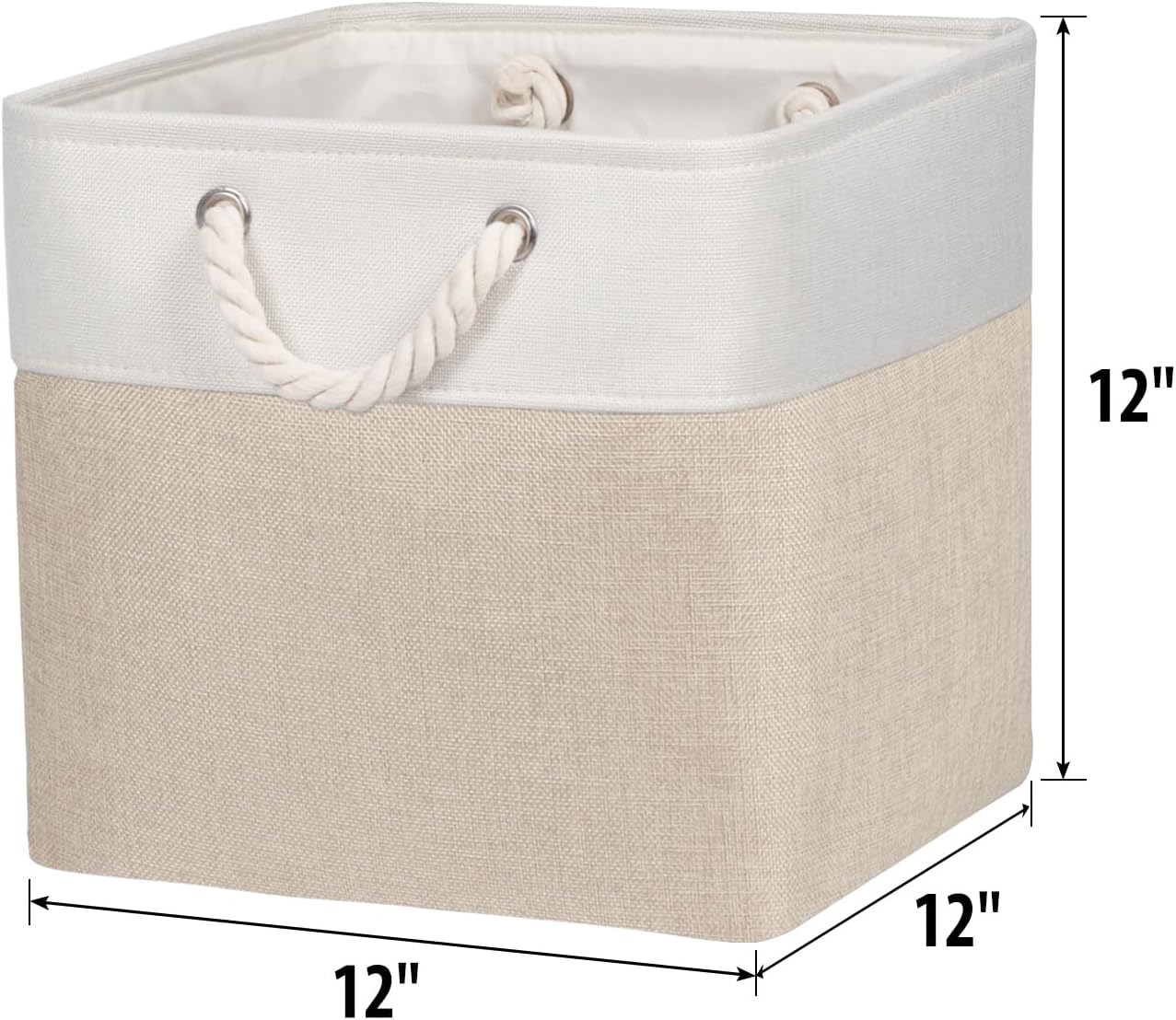 Cubos almacenamiento tela 12" asas cuerda pack 4