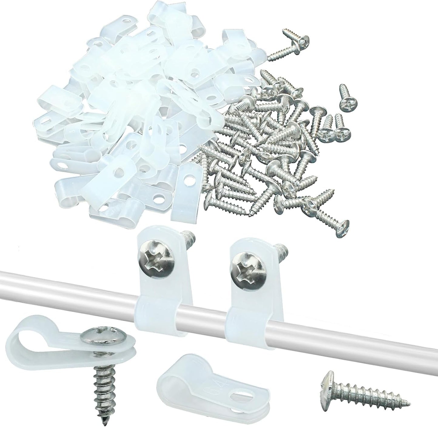 100 Clips Luz Cuerda 1/4pulg Abrazadera Alambre S