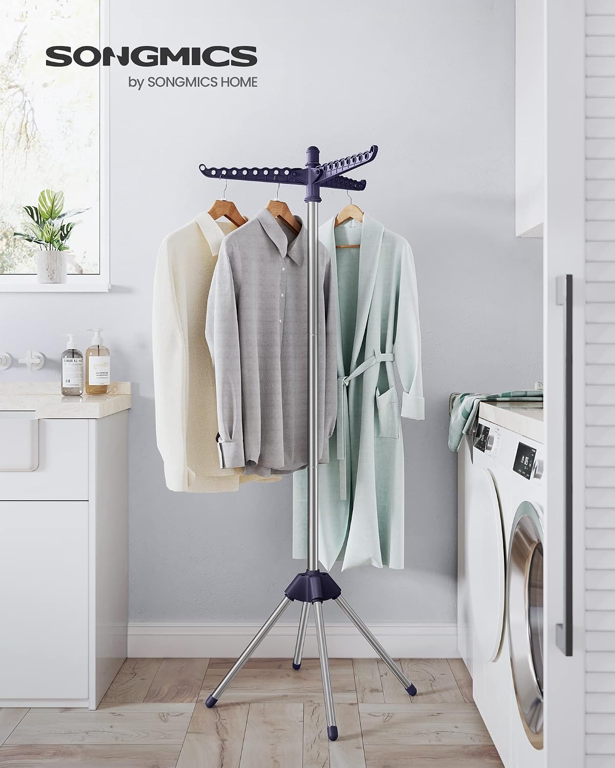 Estante secado ropa plegable 59" 3 brazos acero inox