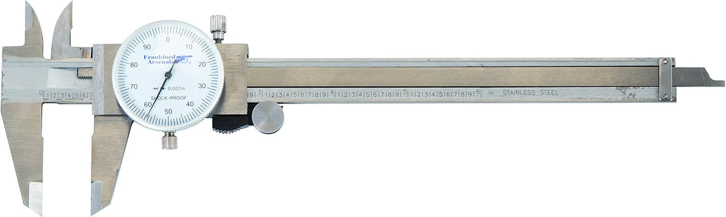 Calibrador dial acero inox con estuche plateado