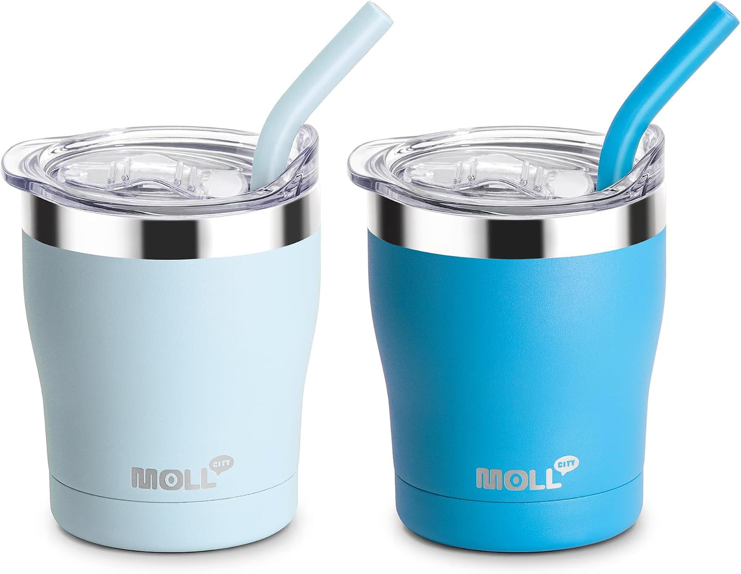 Vaso niños acero inox 9oz doble pared con pajilla