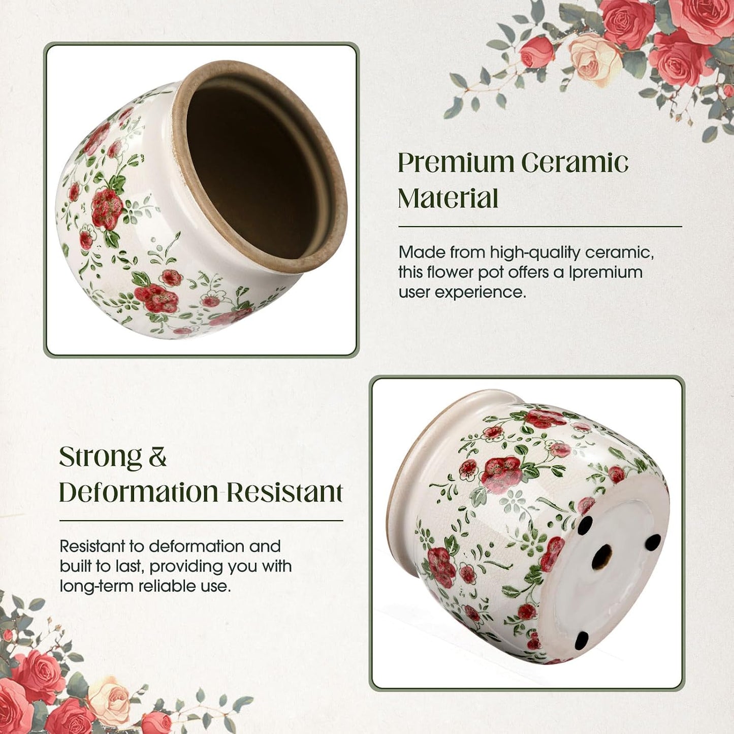 Maceta cerámica vintage para plantas vaso rojo grieta