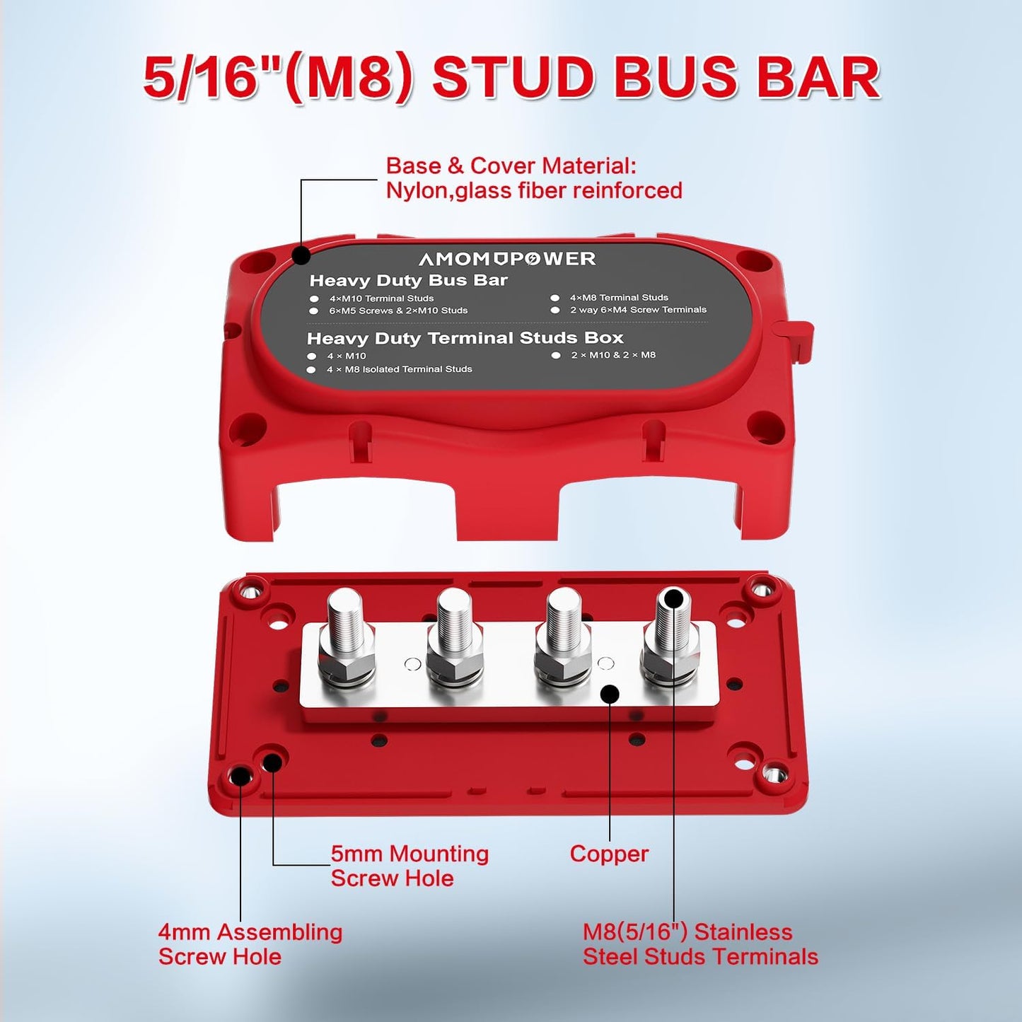 Barra colectora 300A 12v bloque distribución energía marina
