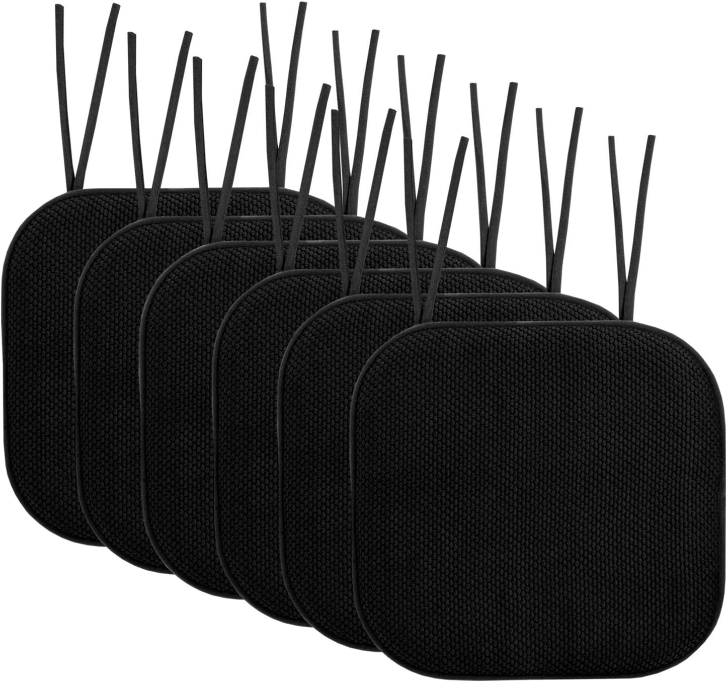 6 Pzas Cojines Viscoelástica 16x16pulg Antiderrap Negro