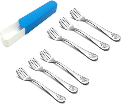 Set 6 tenedores acero inox niños animales estuche viaje