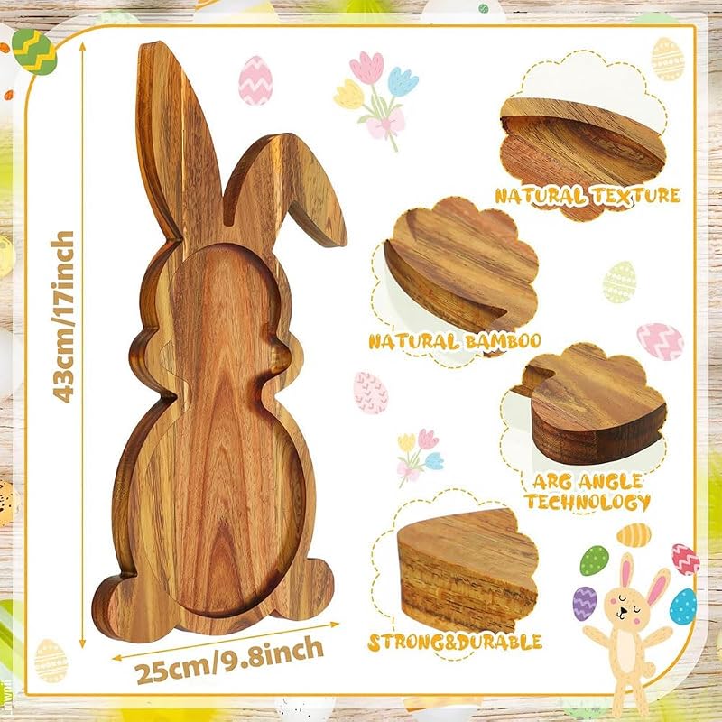 Plato madera forma conejo para servir comida grande