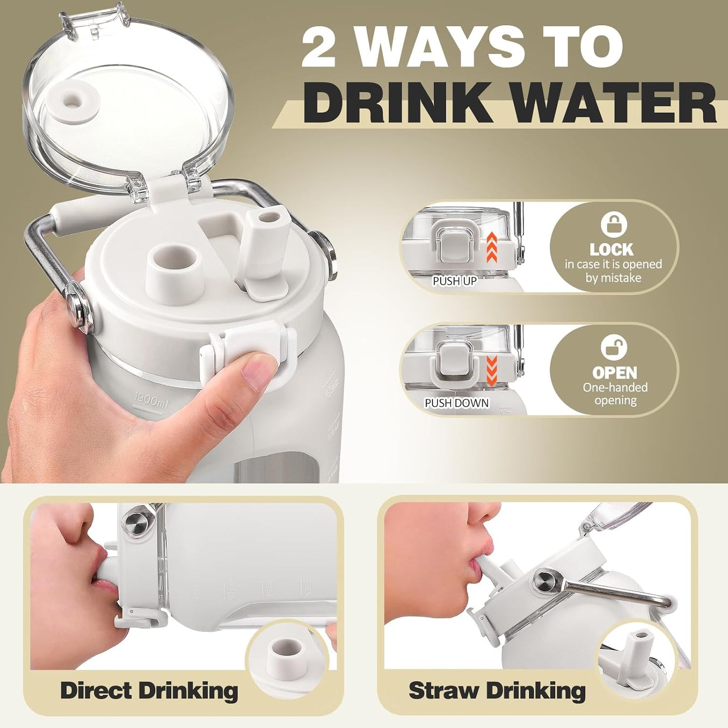 Botella agua vidrio 64oz acero inox sin BPA con funda silicona