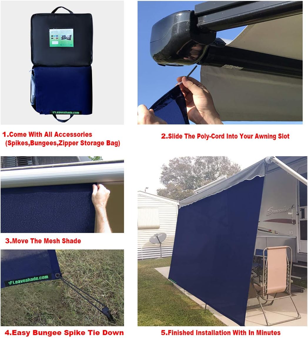 Pantalla parasol toldo 7x16" malla UV azul marino