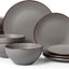 Set 24 Pzas Vajilla Cerámica Moteada Gris Oscuro Mate