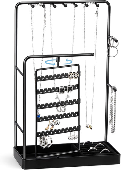 Soporte giratorio joyería con bandeja anillos y pendientes
