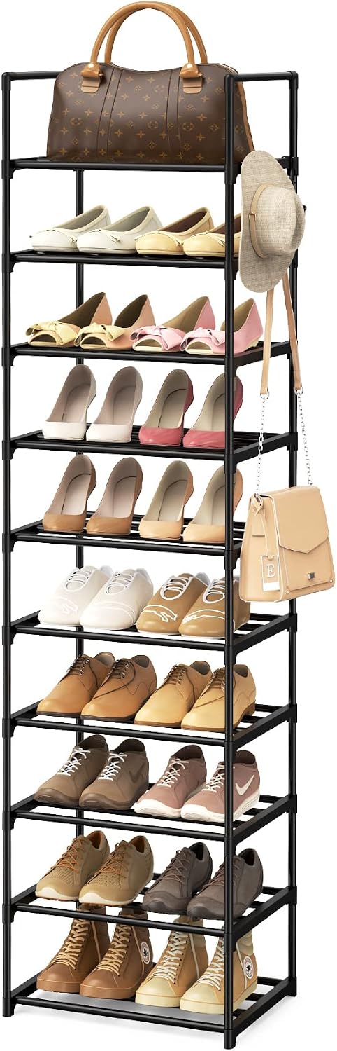 Zapatero alto 10 niveles metal negro 20-24 pares