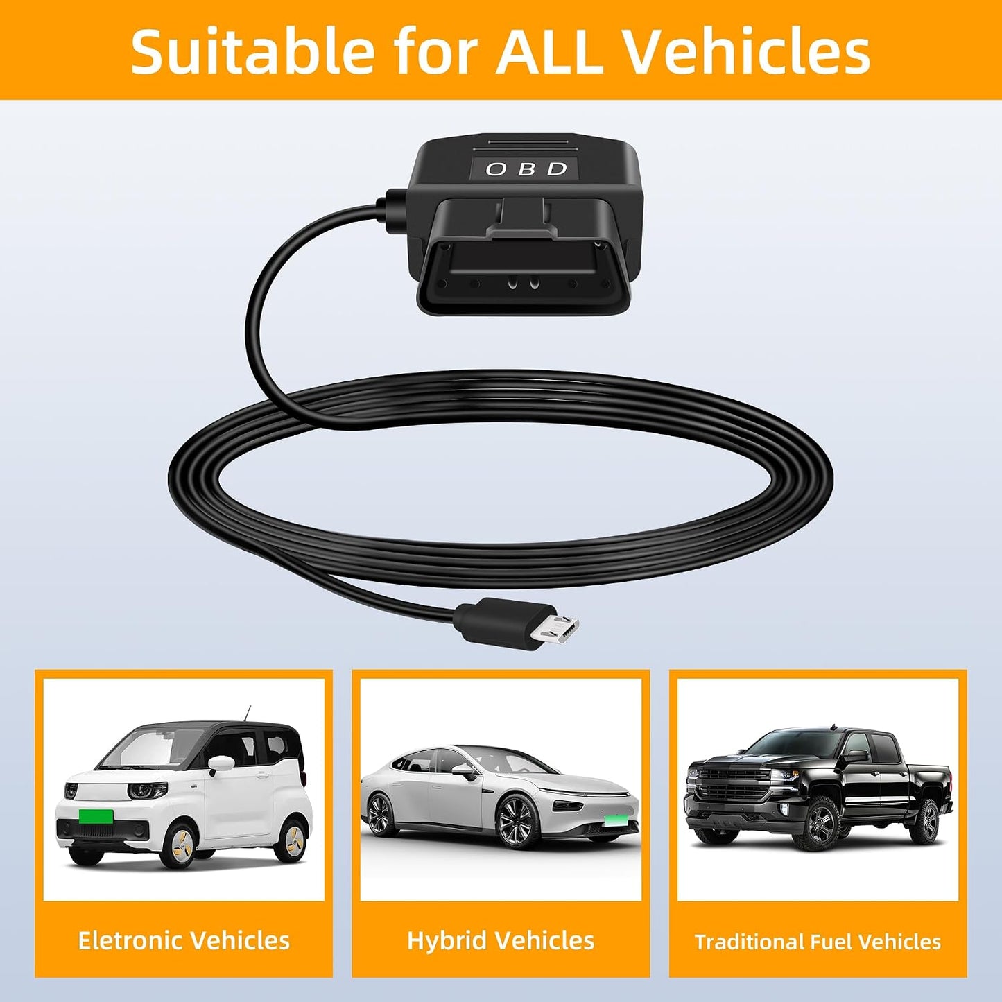 Cable OBD2 con USB C para cámara salpicadero 11.5"