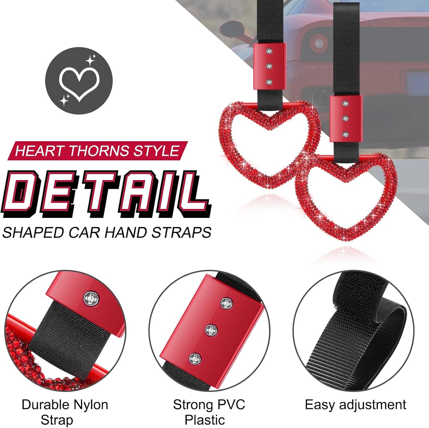 Accesorios auto con anillo corazón y parachoques rojo